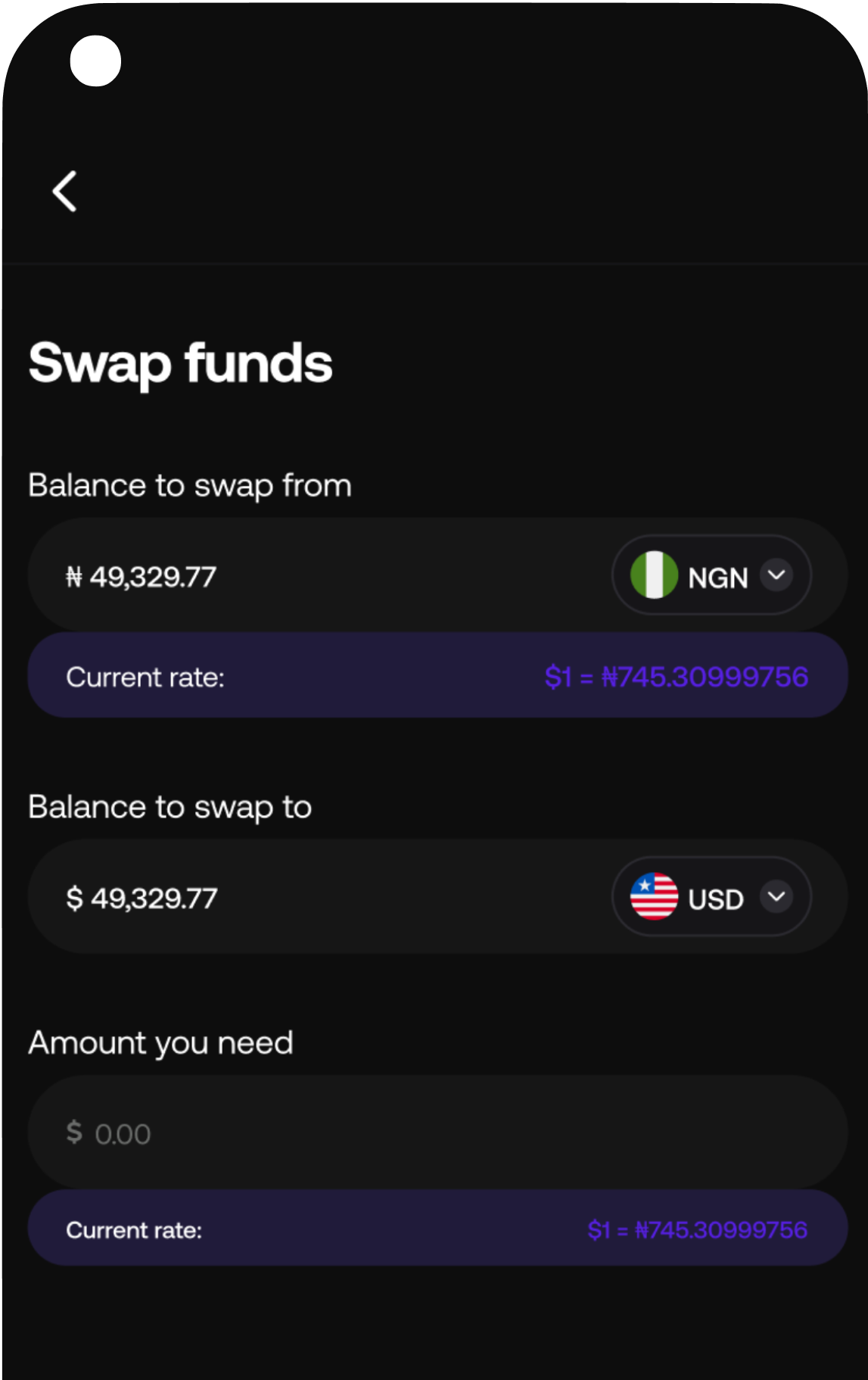 Swap and send money in different currencies