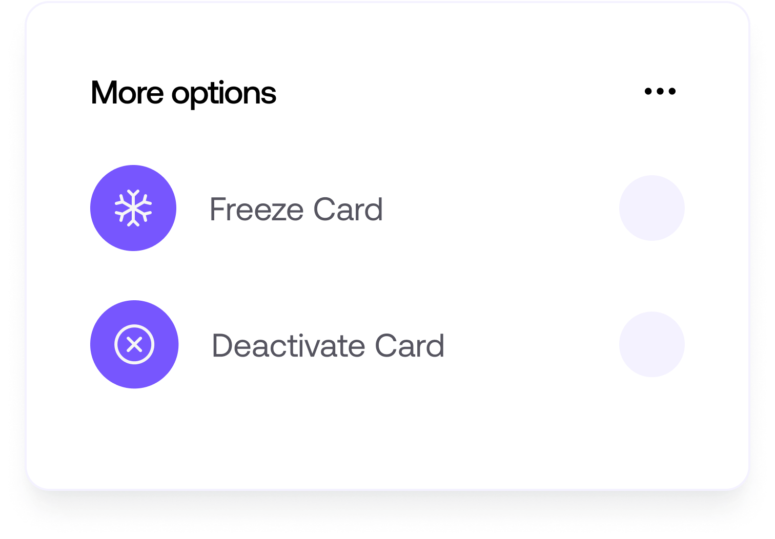 Our virtual card offers you the option to freeze your card after every transaction at no extra-fee.